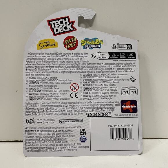 2025 Tech Deck The Simpsons Screaming Hand Santa Cruz Bart 96mm Fingerboard 7/7 - Picture 3 of 3